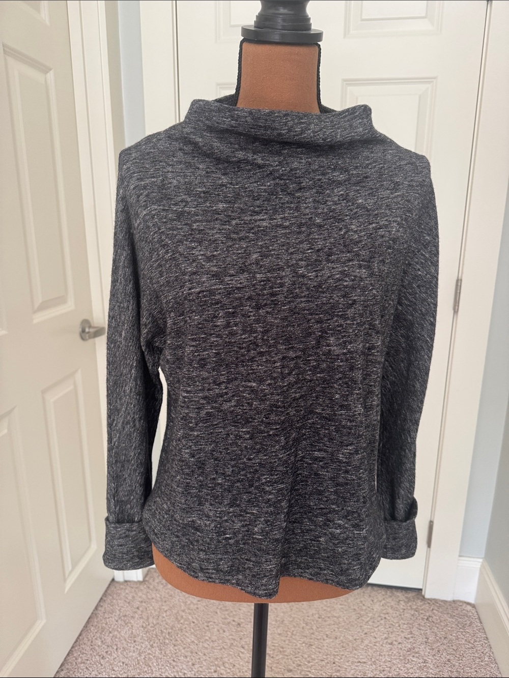 Relaxed Charcoal Heather Funnel Neck Sweater
